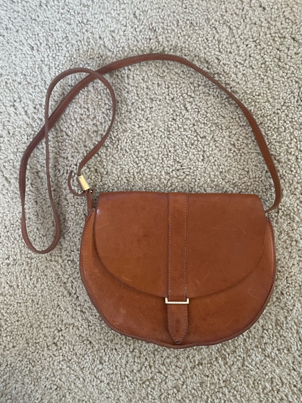 Clare V. Luce Tan Cognac Leather Saddlebag Crossbody